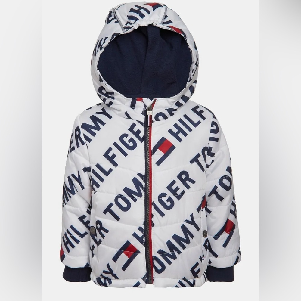 TOMMY HILFIGER CLASSIC TH PRINT PUFFER LINED JACKET • 24 MONTHS • BOYS